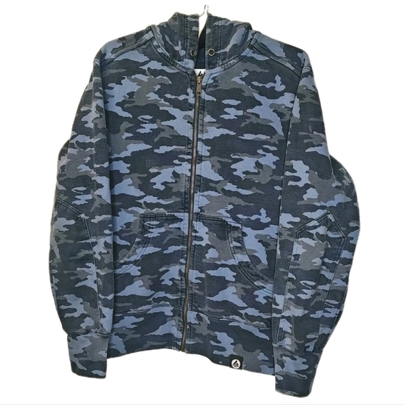 American Giant Jacket Sweatshirt Large Blue Camo Terry ZipUp Skater Grunge Gorp - Picture 9 of 12